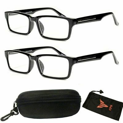 2 Pairs Premium Quality Square Rectangular Shape Reading Glasses Readers with Fr