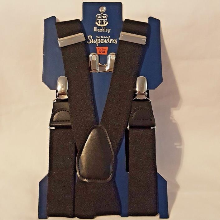 Wembley Suspenders Top Notch Polyester Black Fits Sizes S-XL NEW