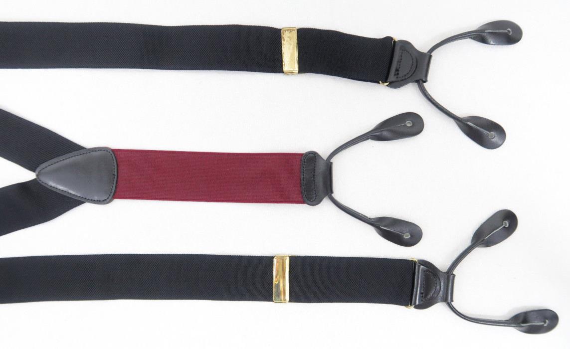 Trafalgar England Hopsack Maroon Red Black Button Tabs Braces Suspenders