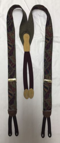 Martin Dingman Suspenders Italy Green Burgundy Artsy Ties Design