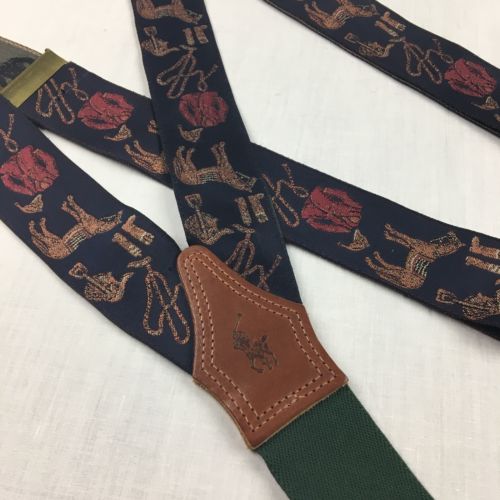 Vintage Polo by Ralph Lauren Silk Braces Leather Suspenders