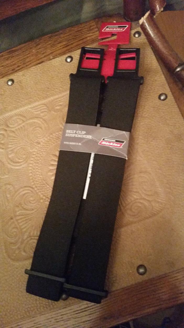 Dickies Mens Black Perry Suspenders Y-Back Plastic Clip Hooks Belts One Size NEW