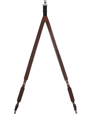 3D Basketweave Star Concho Suspenders - XL Tan X-Large