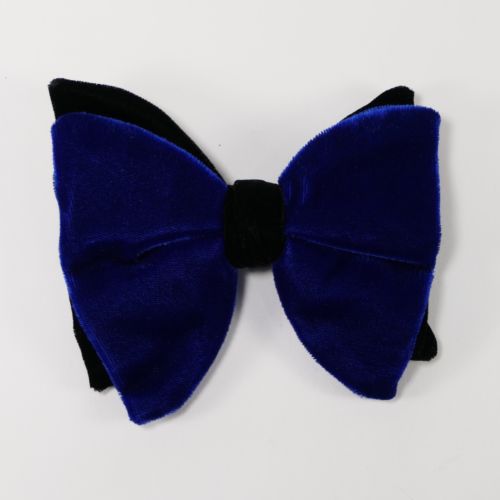 Vintage Ormond Pre Bowtie Velvet Oversize Butterfly Bow Tie Blue Black