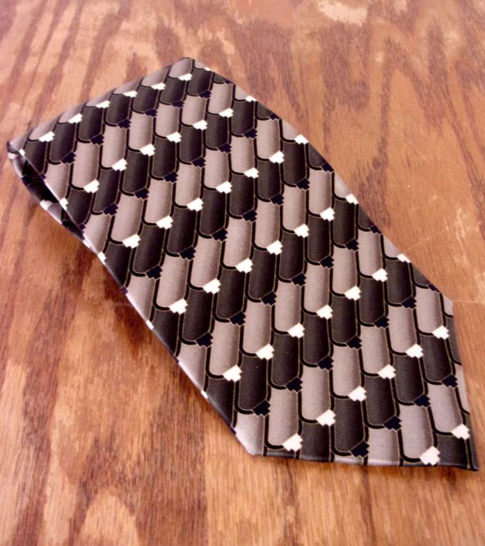 NWOT Dimoggio Brown/Taupe Geometric Men's Silk Hand Made Tie 66