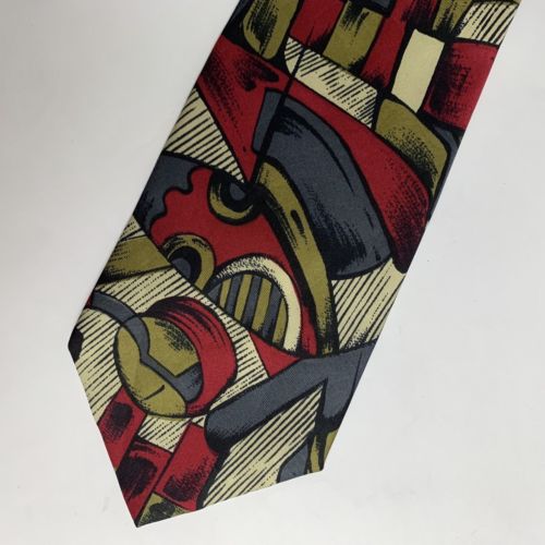 Vintage Silk necktie Made in Italy  Abstract Constructivist Vibe 3 5/8
