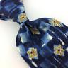 GEOFFREY BEENE USA TIE GEOMETRIC FLORAL NAVY BLUE Gold Silk Necktie Ties I11-585