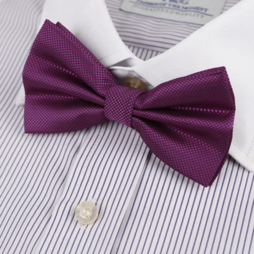DBC2010 Purple Gift For Him Checkers Bow Tie Medium violet red Pre-tied Bow tie