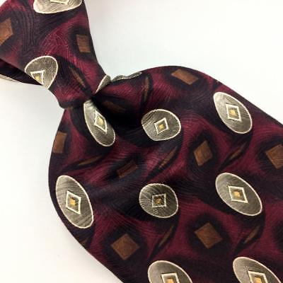 ROBERT TALBOTT USA TIE OVALS Circles Beige MAROON Gold Silk Necktie Ties I11-649