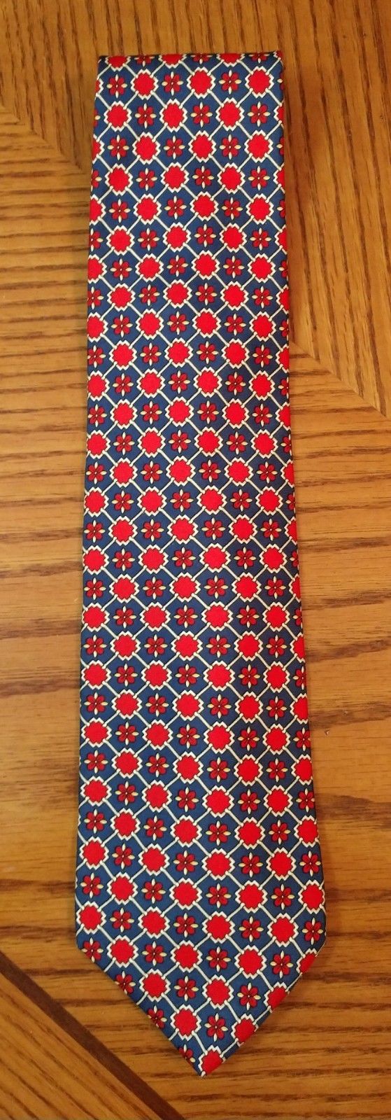 Paolo Gucci Necktie 100% Silk Made in Italy Blue Red&White EUC VTG