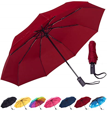 Rain-Mate Compact Travel Umbrella - Windproof, Reinforced Canopy, Ergonomic Auto