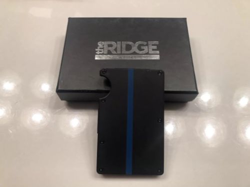 RIDGE WALLET CUSTOM CERAKOTE THIN BLUE LINE MINIMALIST CASH STRAP ALUMINUM