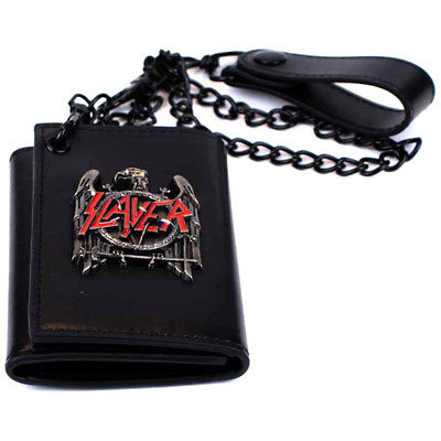 Authentic SLAYER Black Eagle Metal Badge Trifold Chain Wallet NEW