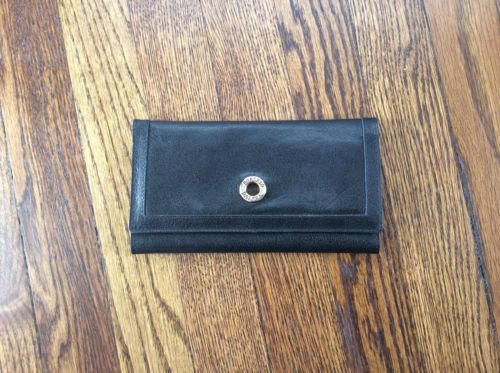 Leather designer Black Tri Fold Wallet Money Holder