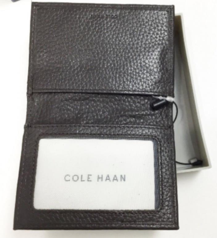 Cole Haan Men's Pebbled Leather Billfold Wallet,Chocolate Brown, NEW w/Box $88