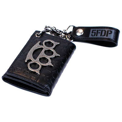 Authentic FIVE FINGER DEATH PUNCH Brass Knuckles Badge Trifold Chain Wallet NEW