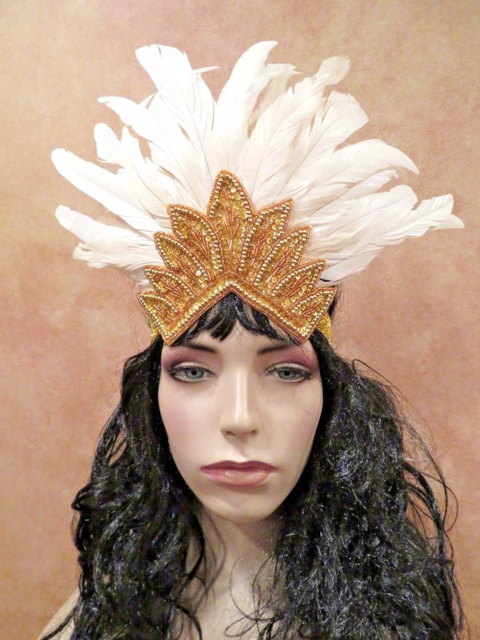 Vintage Flapper Showgirl Carnival Cabaret Fascinator Crown Burlesque Headpiece