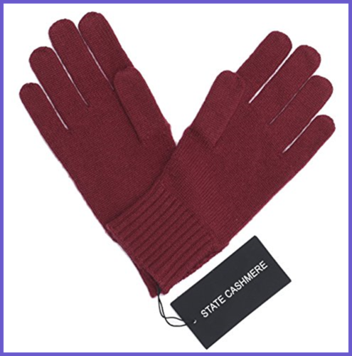 100% Pure Cashmere Gloves Cable Knit Design Ultimate Soft & Warm Burgundy Womens