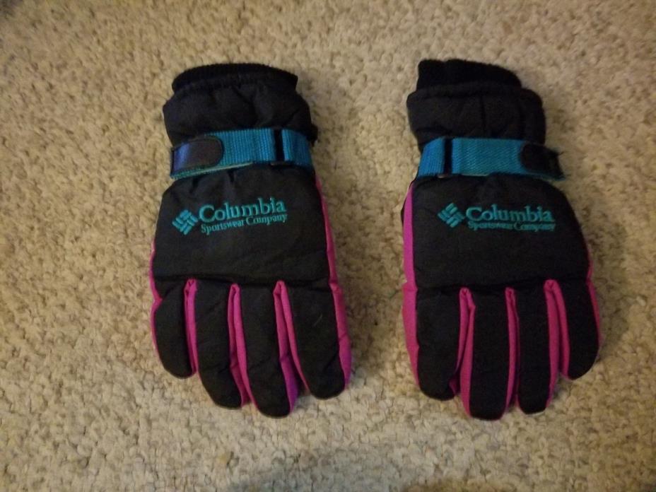 Columbia Vintage Ski Gloves Women’s Ladies  Size L Black Purple