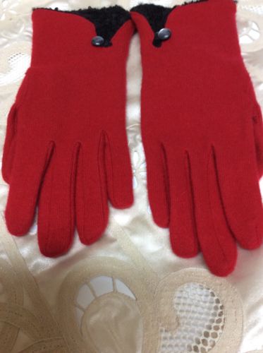 WOMENS LAUREN RALPH LAUREN RED WOOL CASHMERE GLOVES SIZE M NWOT