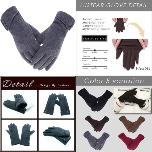 Women's Touch Screen Gloves Lined Thick Wind Proof Warm Winter Glove GRAY FREE