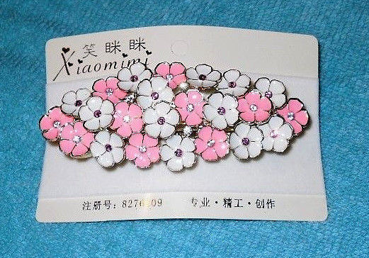 Women & Girl Hair Jewelry Accessories Brand New Easy Clip Pink/White