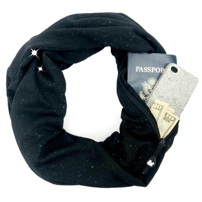 BRAND NEW SHOLDIT INFINITY SCARF BLACK SPARKLES SHOLD IT FAST FREE SHIPPING