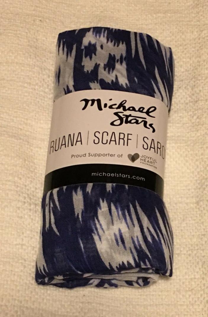 Michael Stars Alligator Tie Dye Ruana Blue White Scarf Sarong FabFitFun New $54