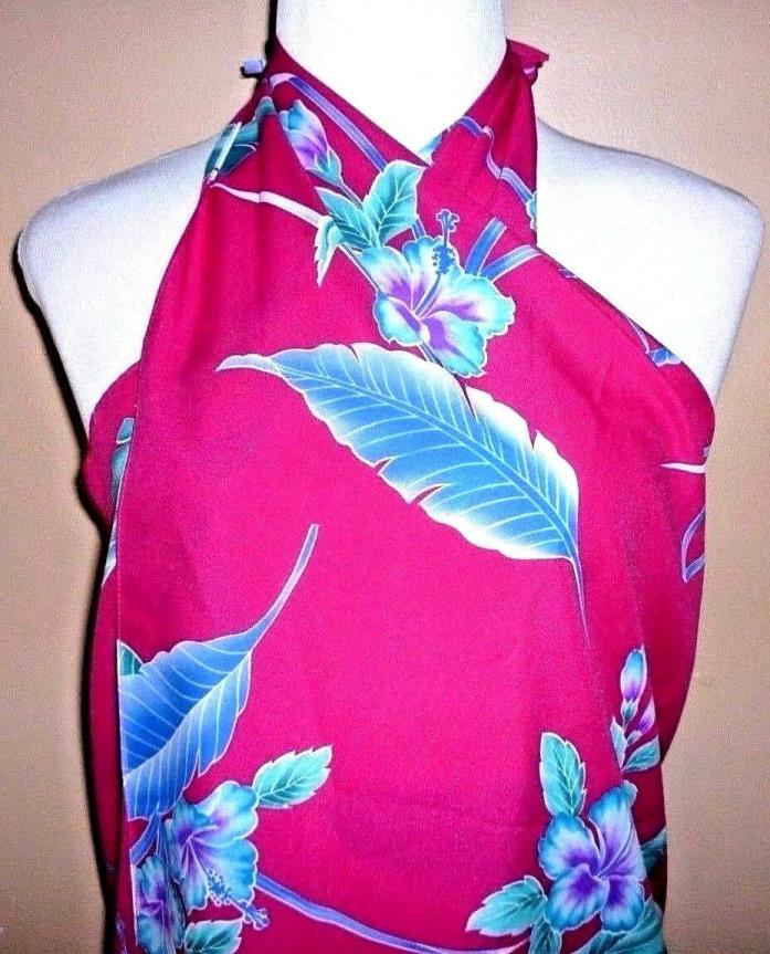 Sweethearts Hawaiian Hibiscus Sarong Wrap Cover-Up One Size Fuchsia Pink NWOT