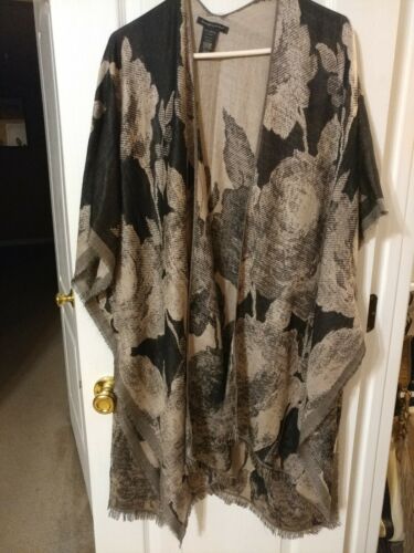 Do Everything In Love Beige/Black Kimono Style Cover Up Wrap - One Size