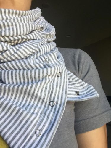 Lululemon Vinyasa Scarf Blurred Gray EUC Striped Snap Button Wrap