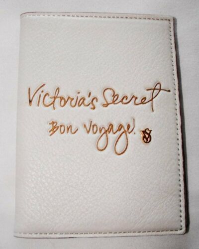 Victoria's Secret LEATHER PASSPORT CASE ID Holder Travel Wallet Bon Voyage NWT