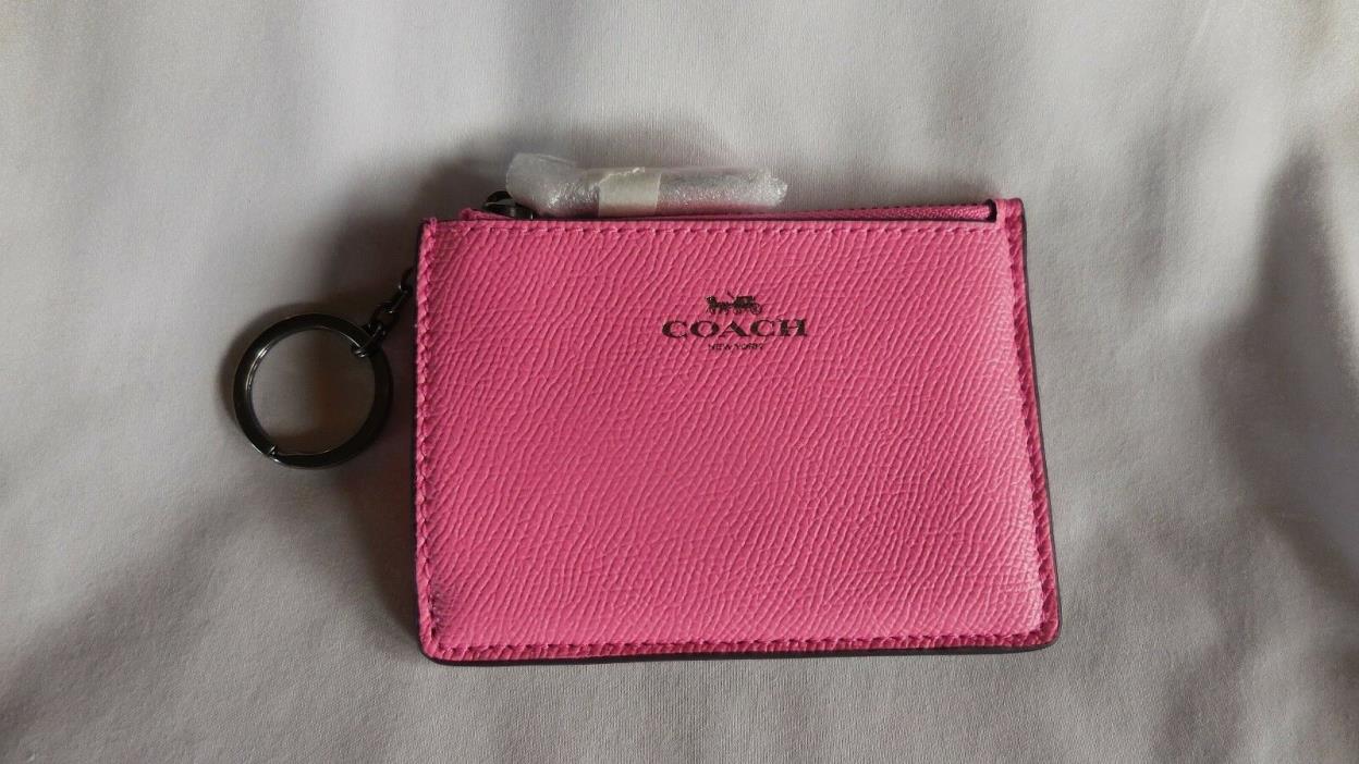 Coach NEON PINK Leather Skinny ID Case NWT Great Fun Color  F12186
