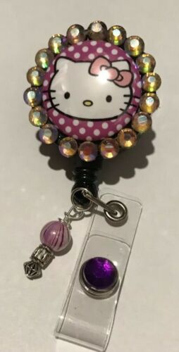 Hello Kitty Purple Blink Retractable ID HOLDER badge reel lanyard