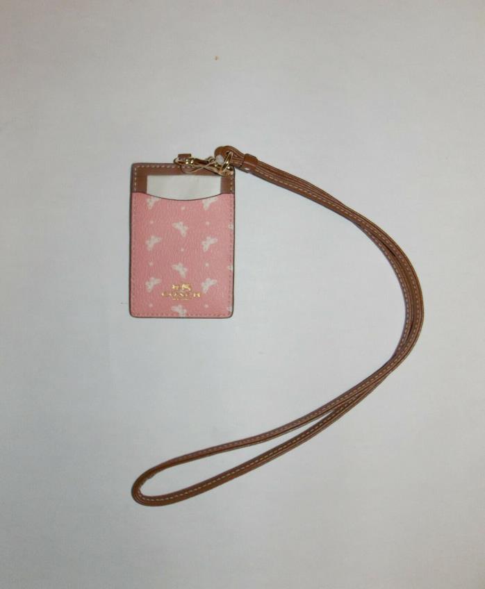 COACH BUTTERFLY DOT  BLUSH CHALK I.D WINDOW LANYARD F59788 NWT