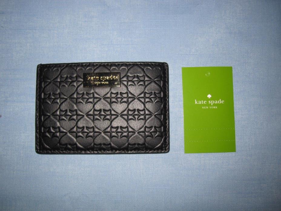 Kate Spade Graham Penn Place Embo Credit Card Holder in Black - NWT