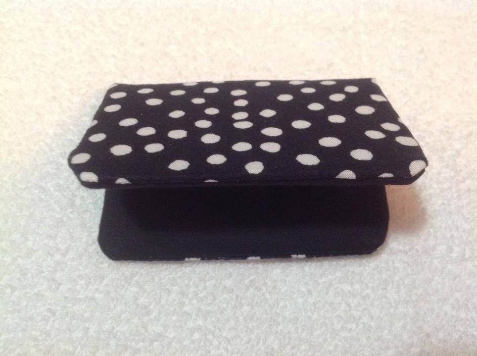 Handmade Fabric Business Credit Gift Card Money Holder Wallet Black White Dots