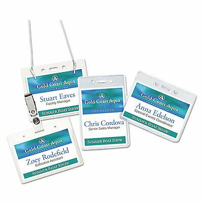 Secure Top Hanging-Style Badge Holders, Horizontal, 4w x 3h, Clear, 100/Box 2922