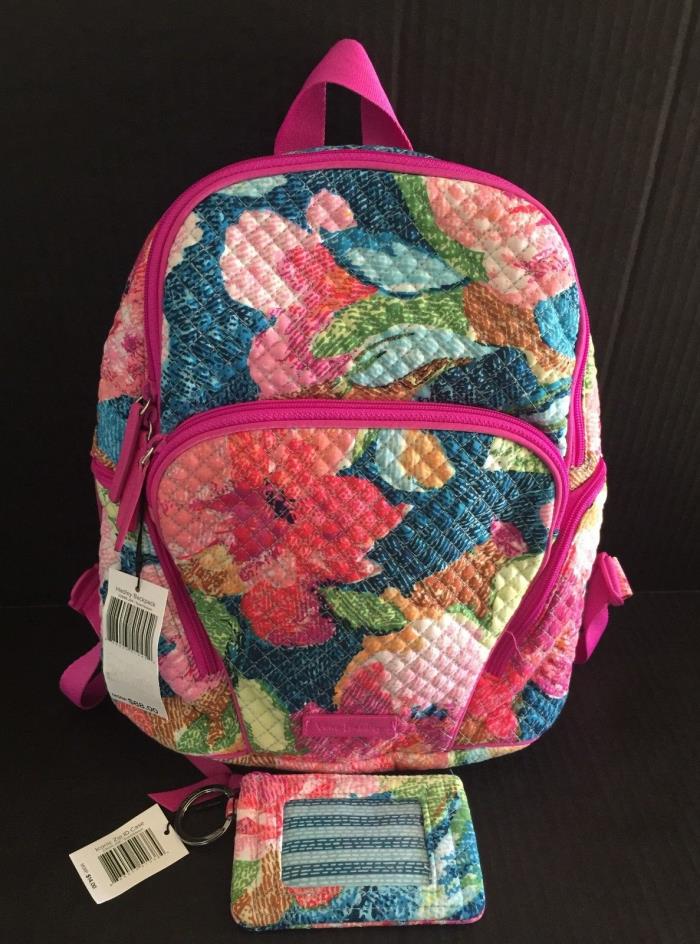Vera Bradley Hadley Small Backpack & Iconic Zip ID Case, Superbloom, NEW