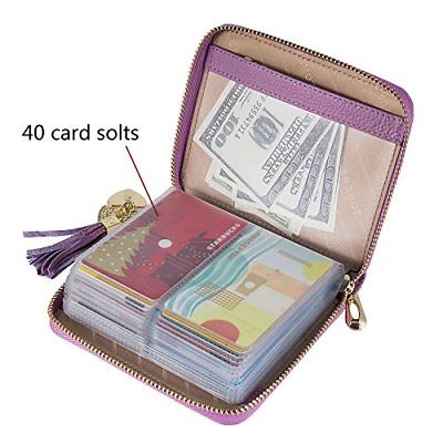 SafeCard Women's Credit Card Case Wallet 2 ID Window and Zipper Holder Purse