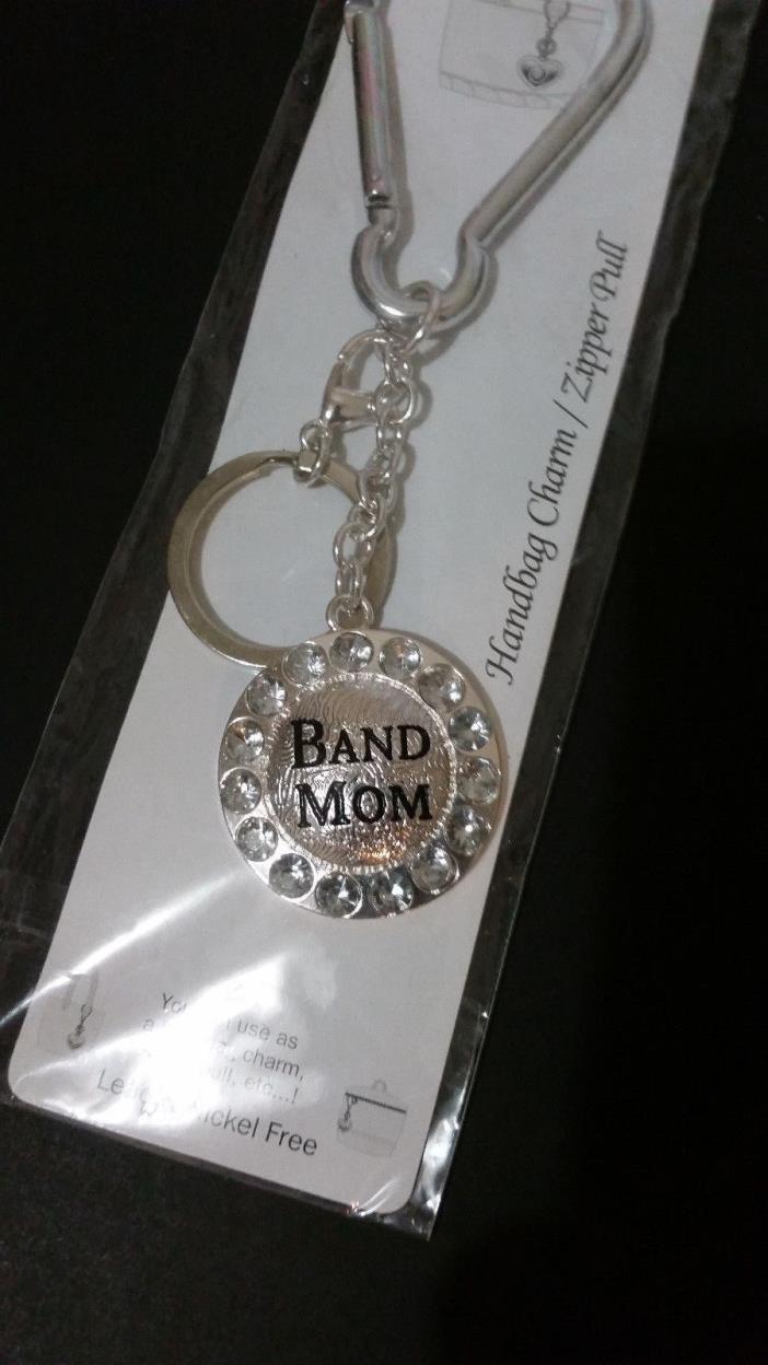BAND MOM - Keychain Zipper Pull Handbag Charm Rhinestones Bling Brand New