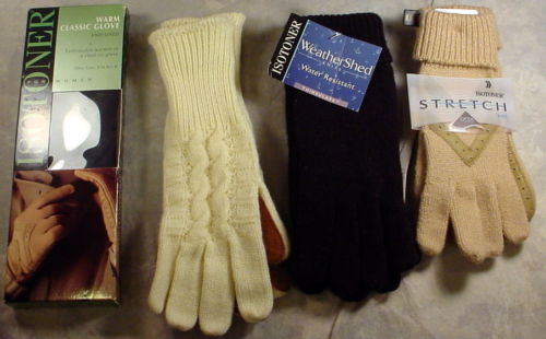 LOT OF 4--NWB NWT ISOTONER LADIES GLOVES BLACK CREAM BROWN TAN ONE SIZE FITS ALL