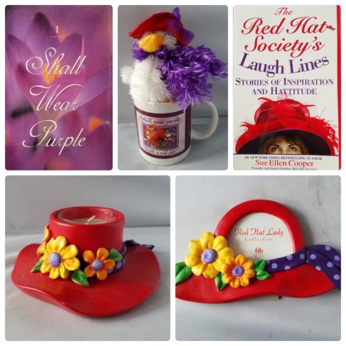 Red Hat Society Ladies Gift Set Books Photo Frame Candle Coffee Mug Plush Toy