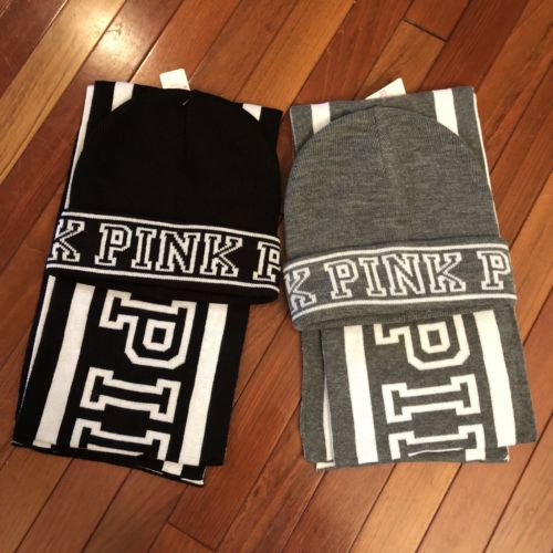 NWT Victoria Secret PINK Winter Beanie Hat & Scarf Set- 2 Colors - SHIPS TODAY