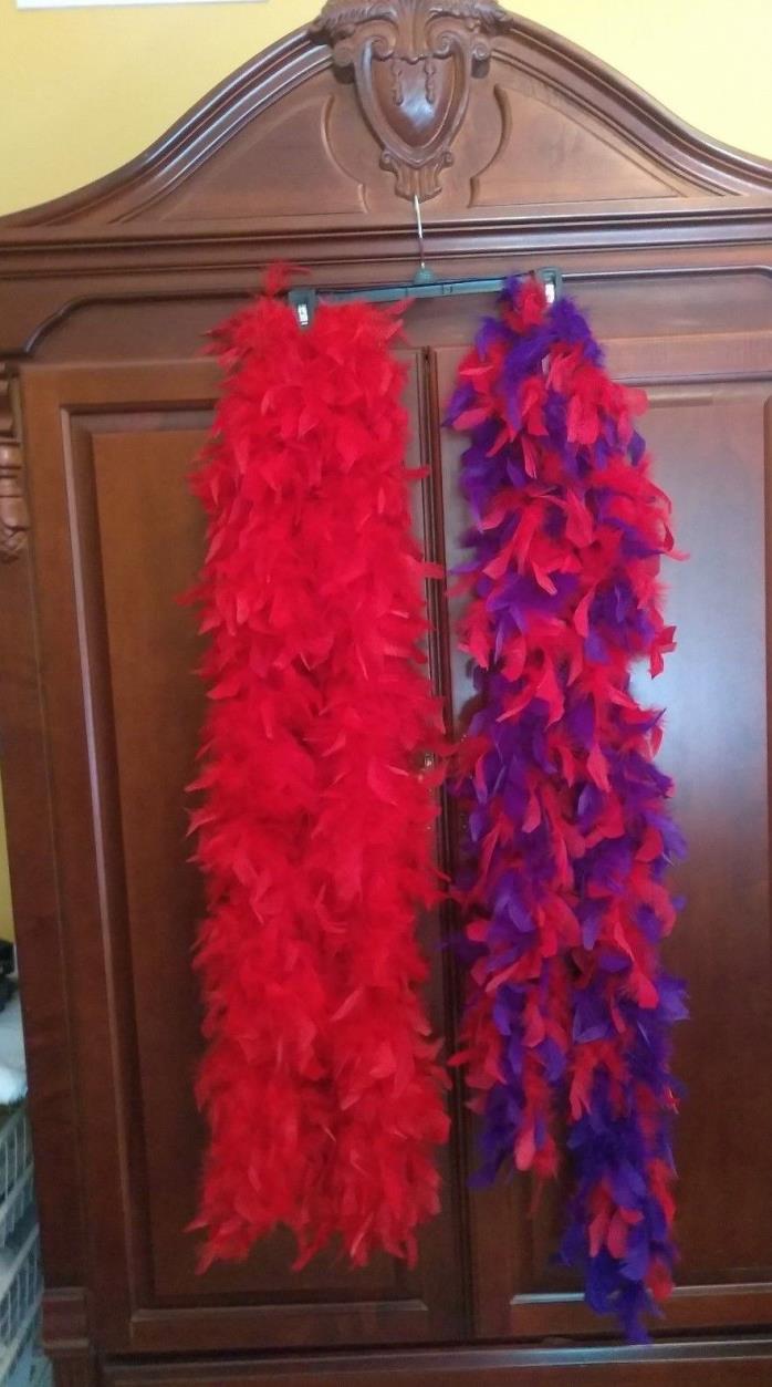 2 BOAS   Womens RED HAT SOCIETY  2 Boas EUC! One red the other red and purple 6'