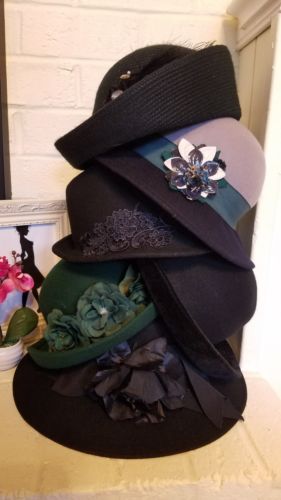 Mixed Lot of 6 Modern Women's Winter Wool Cloche Wide Kettle Brim Designer Hats