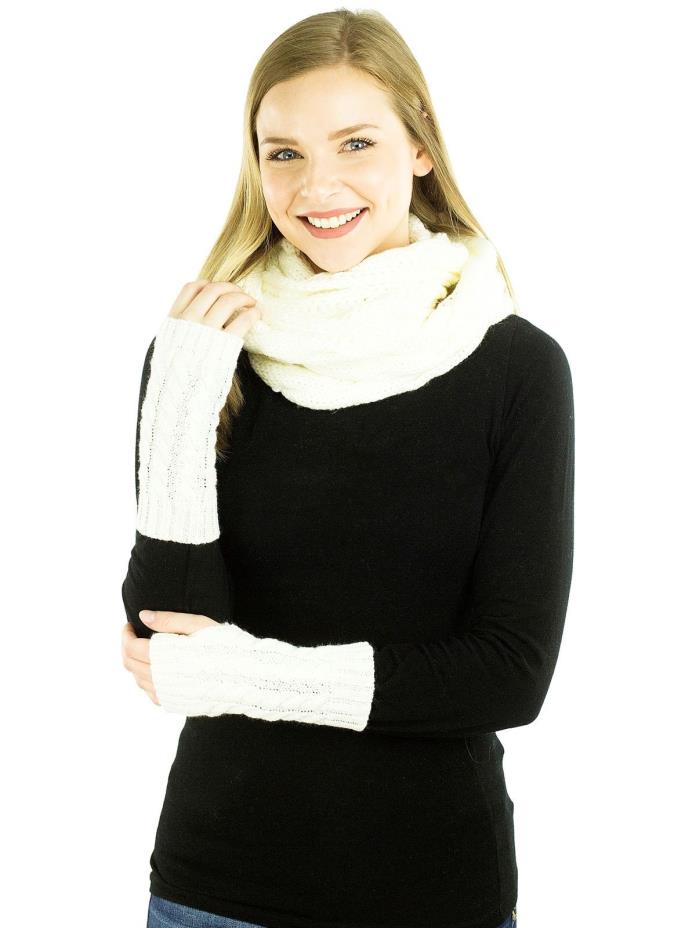 Exotic Identity Women's Cable Knit, 2 Piece 'Flurry' Gift Set - Infinity Scar
