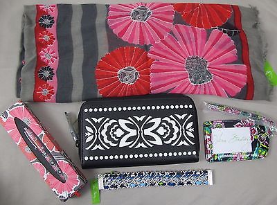 NWT $159 Vera Bradley Lot Accordion Wallet Fringe Scarf Bracelet Pen Lugg. Tag