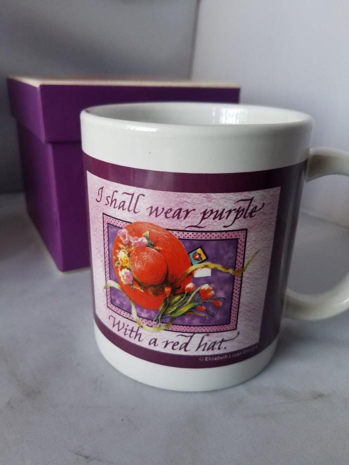 Red Hat Society Ladies Gift Set Wrapped Mug Gift Box Purple Boa Notepad Bookmark