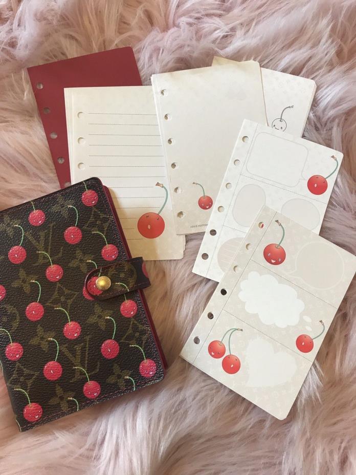 Rare ?? LOUIS VUITTON ?? Auth Limited Cerises Agenda Red Cherries LV Monogram